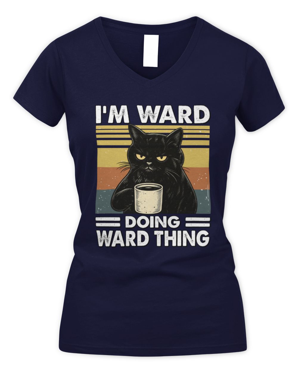 I'm Name Doing Name Thing Grumpy Black Cat Shirt WARD M1-79 / Women's V-Neck T-Shirt / navy