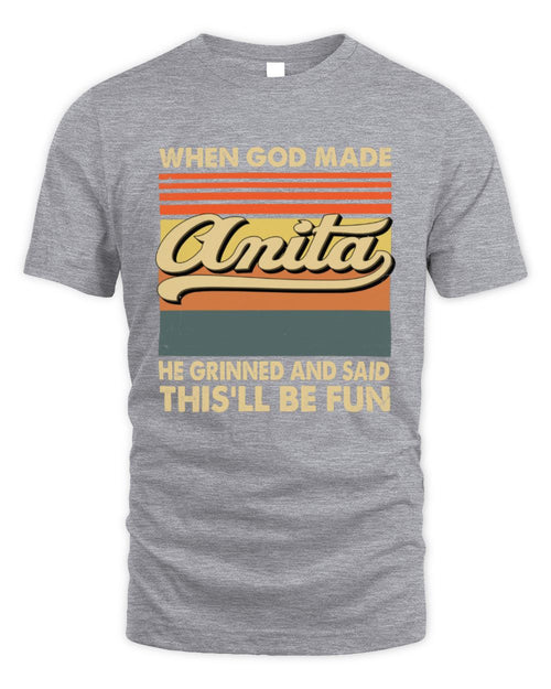When God Made Your Name He Grinned Vintage T-Shirt ANITA M1-55 / Unisex Standard T-Shirt / sport grey