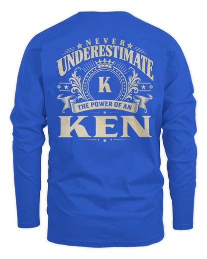 Never Underestimate Your Name Luxury Logo Shirt KEN M1-63 / Men's Long Sleeved T-Shirt / royal