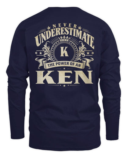 Never Underestimate Your Name Luxury Logo Shirt KEN M1-63 / Men's Long Sleeved T-Shirt / navy