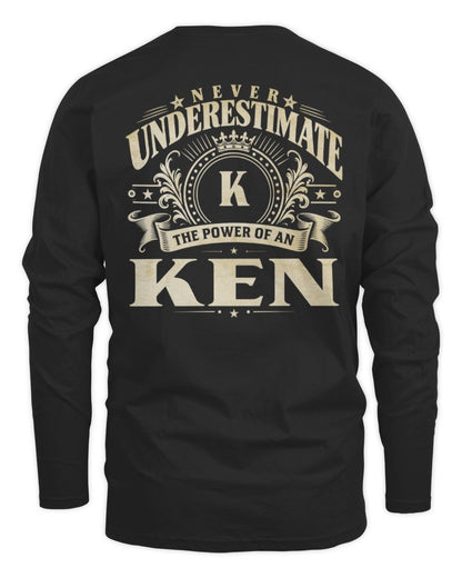 Never Underestimate Your Name Luxury Logo Shirt KEN M1-63 / Men's Long Sleeved T-Shirt / black