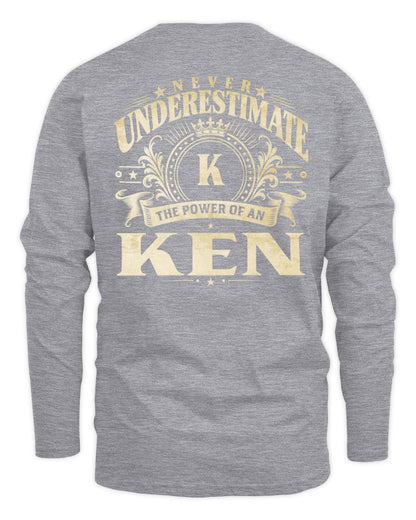 Never Underestimate Your Name Luxury Logo Shirt KEN M1-63 / Men's Long Sleeved T-Shirt / sport grey