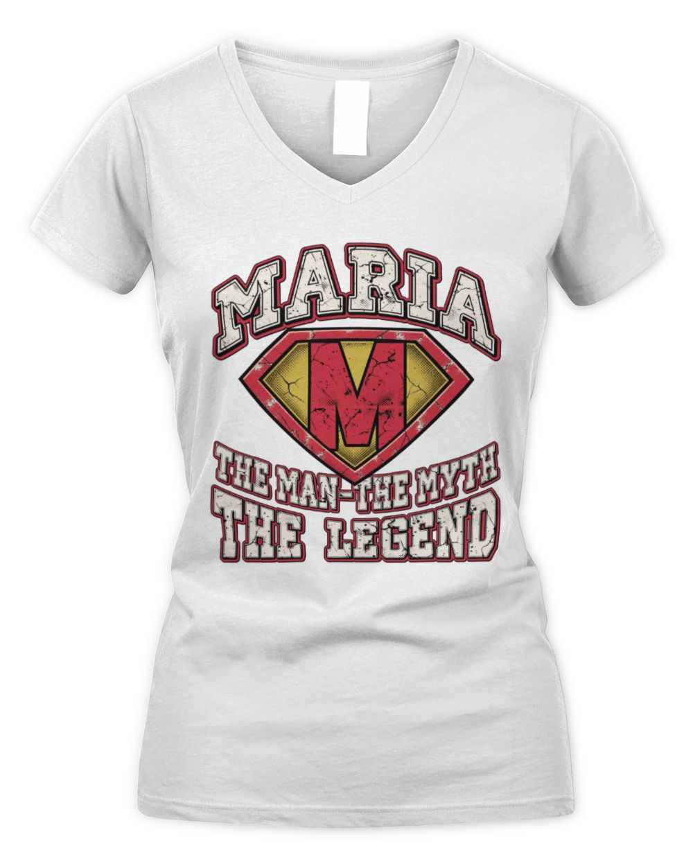 The Man The Myth The Legend Superman Graphic T-Shirt MARIA M1-74 / Women's V-Neck T-Shirt / white