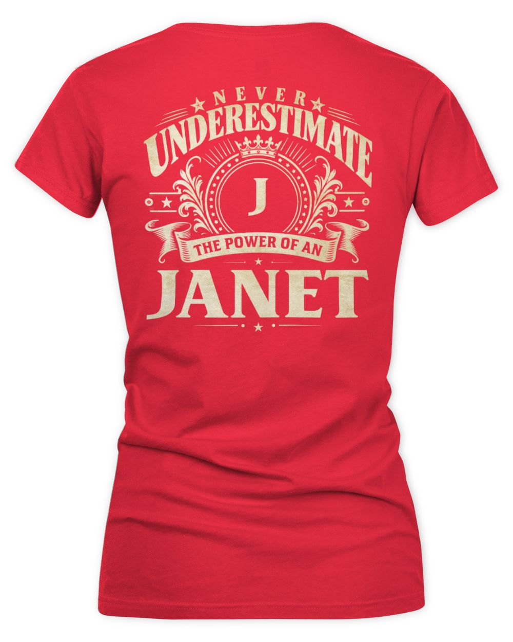 Never Underestimate Your Name Luxury Logo Shirt JANET M1-63 / Women's V-Neck T-Shirt / red