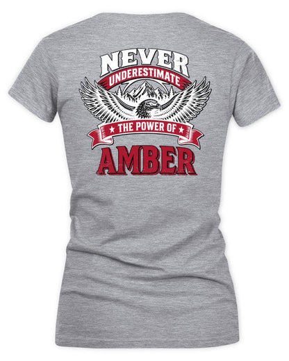 Never Underestimate Your Name Eagle Mountain Shirt AMBER M1-61 / Women's V-Neck T-Shirt / sport grey