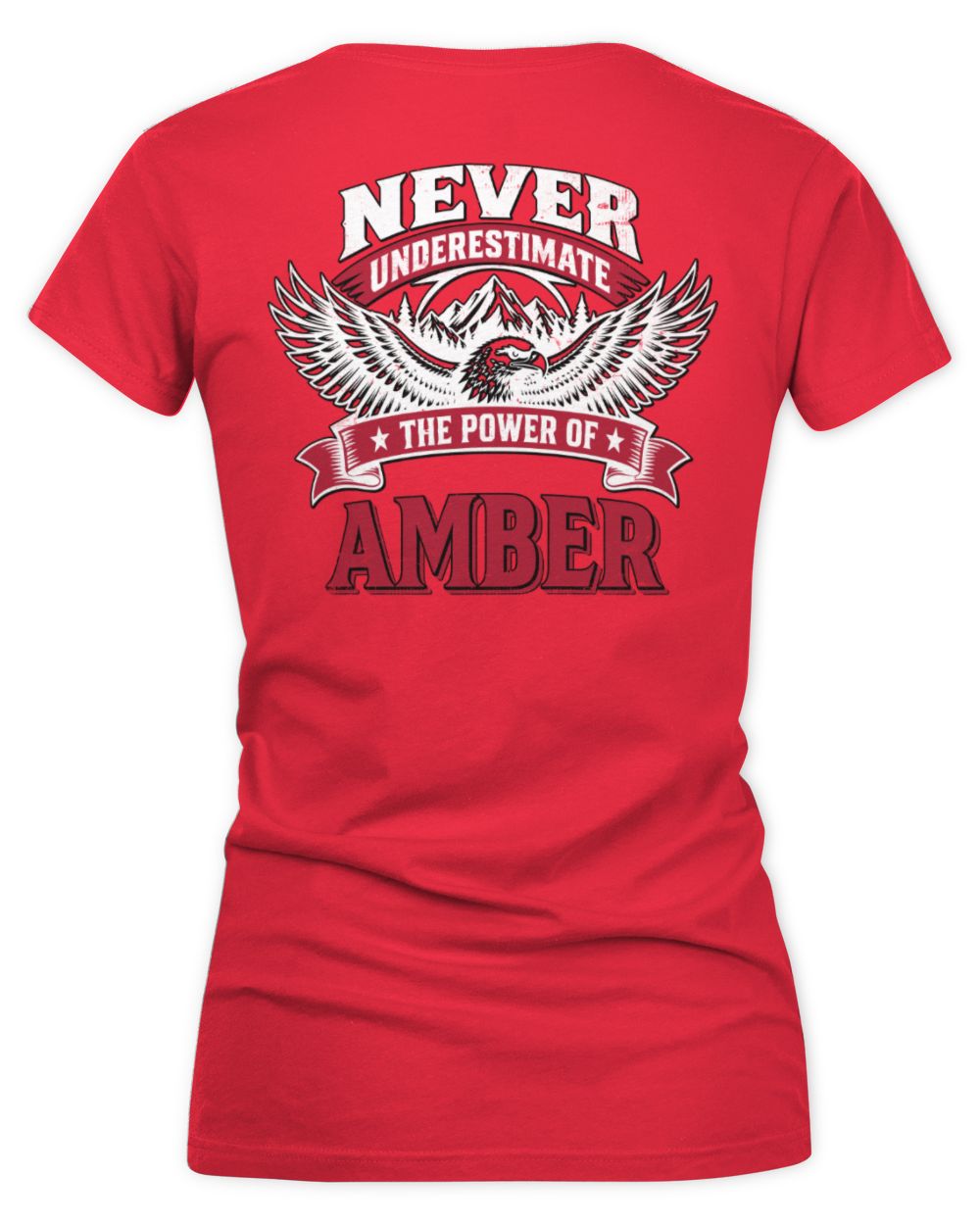Never Underestimate Your Name Eagle Mountain Shirt AMBER M1-61 / Women's V-Neck T-Shirt / red