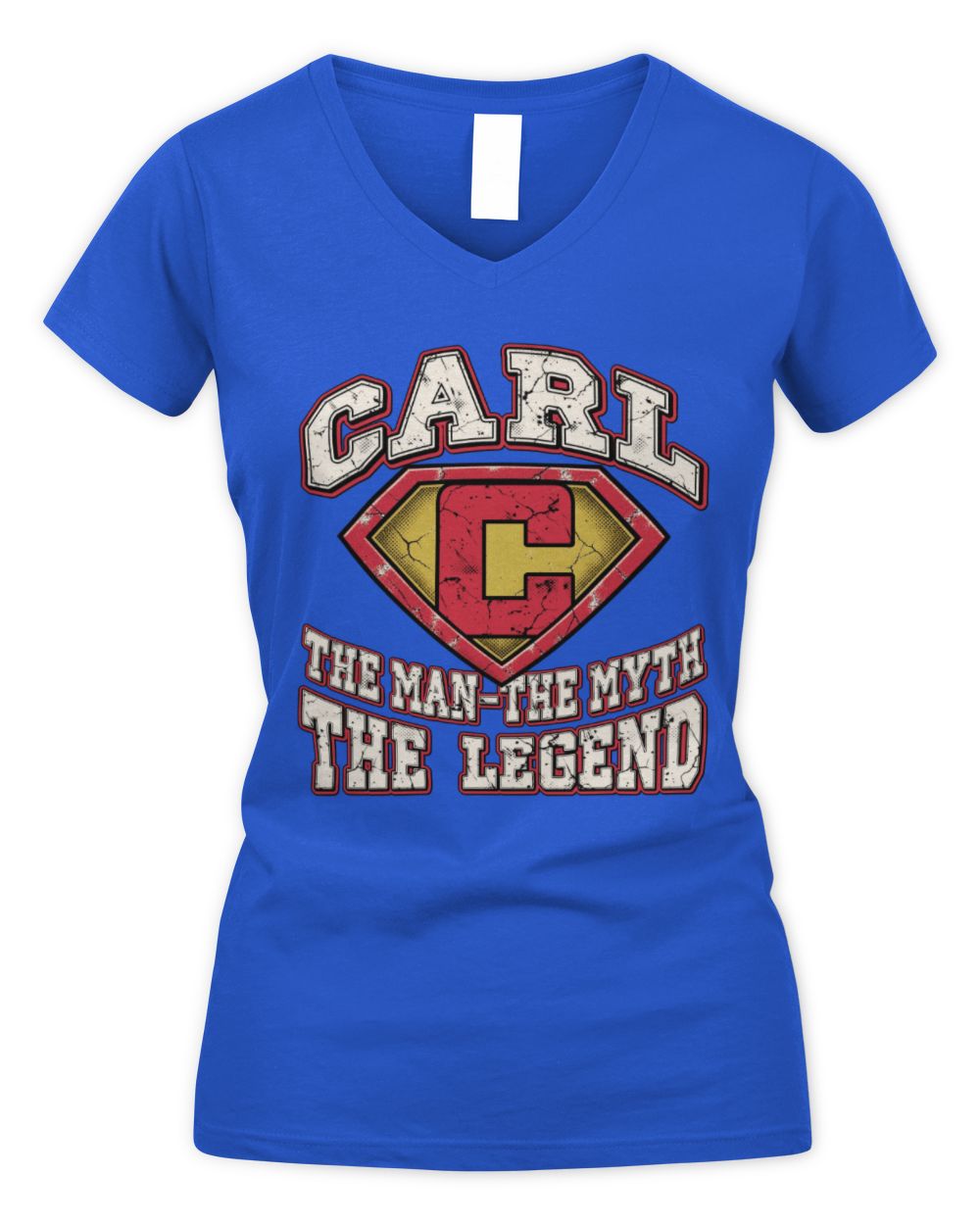 The Man The Myth The Legend Superman Graphic T-Shirt CARL M1-74 / Women's V-Neck T-Shirt / royal