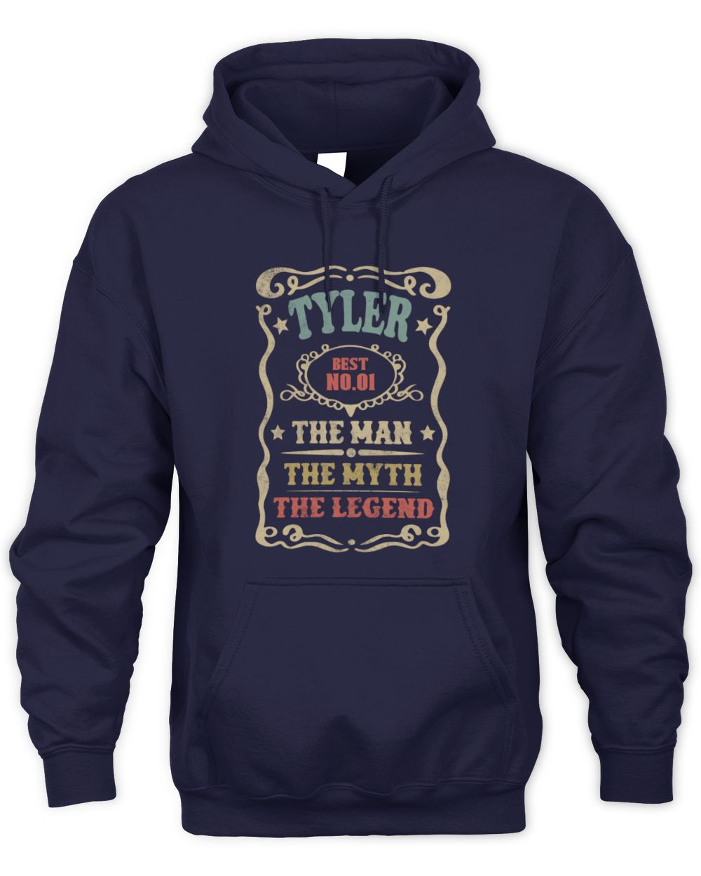 The Man The Myth The Legend Vintage Gold Wine Shirt TYLER M1-52 / Unisex Hoodie / navy