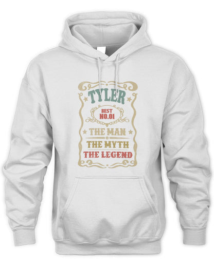 The Man The Myth The Legend Vintage Gold Wine Shirt TYLER M1-52 / Unisex Hoodie / white