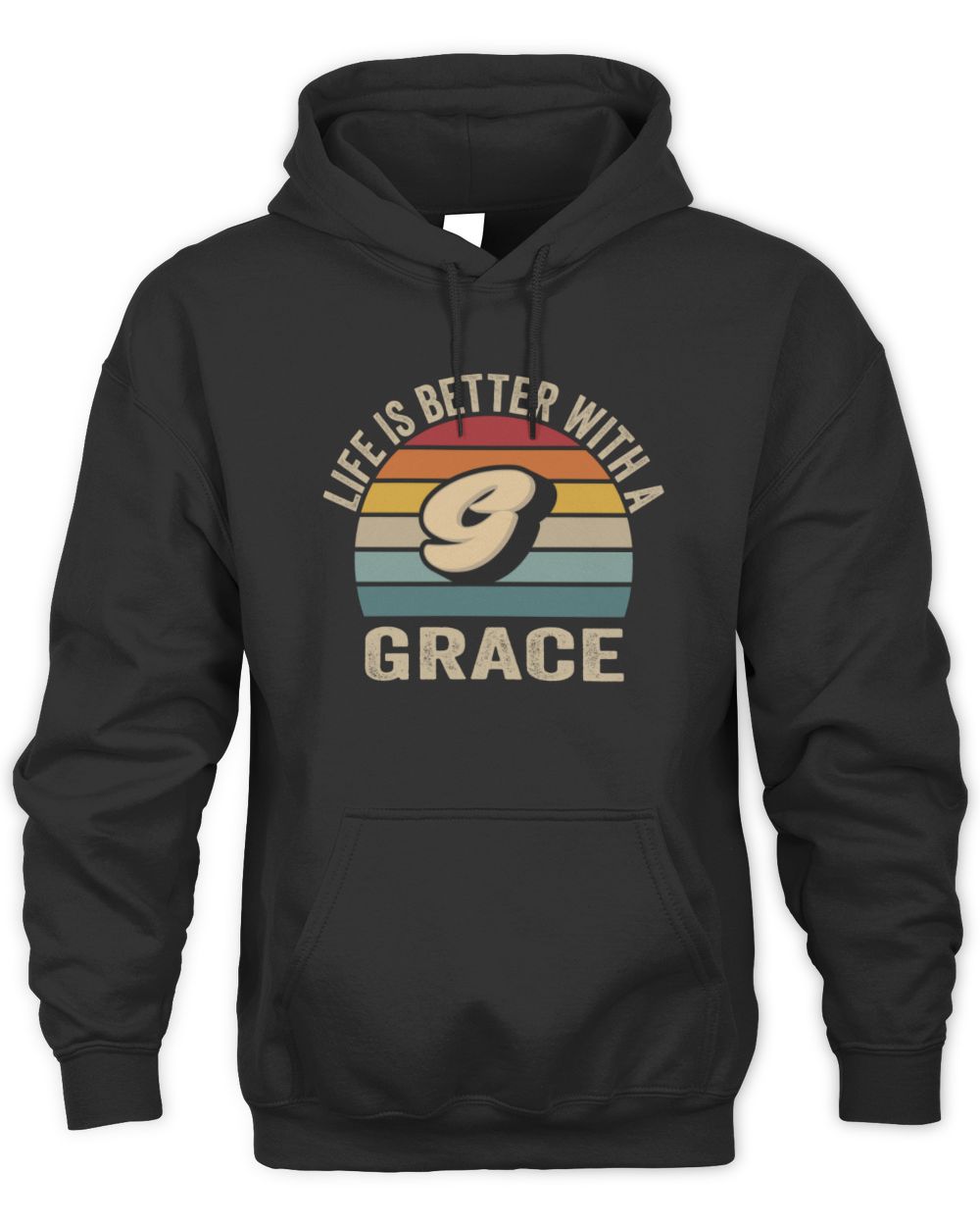 Life Is Better with Name Vintage Sun Shirt GRACE M1-50 / Unisex Hoodie / black