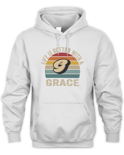 Life Is Better with Name Vintage Sun Shirt GRACE M1-50 / Unisex Hoodie / white