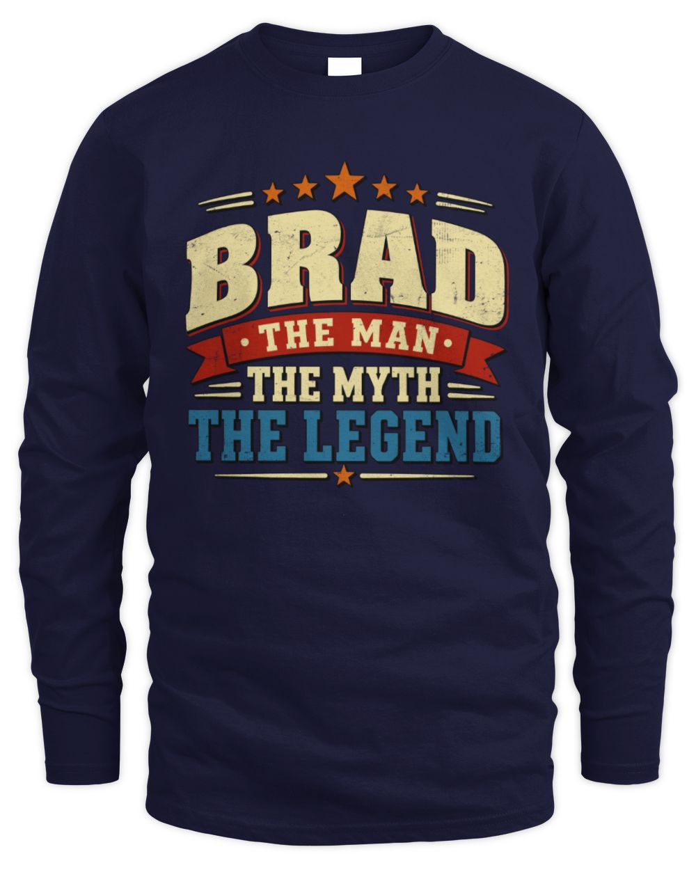 The Man The Myth The Legend Ribbon Vintage T-Shirt BRAD M1-56 / Men's Long Sleeved T-Shirt / navy