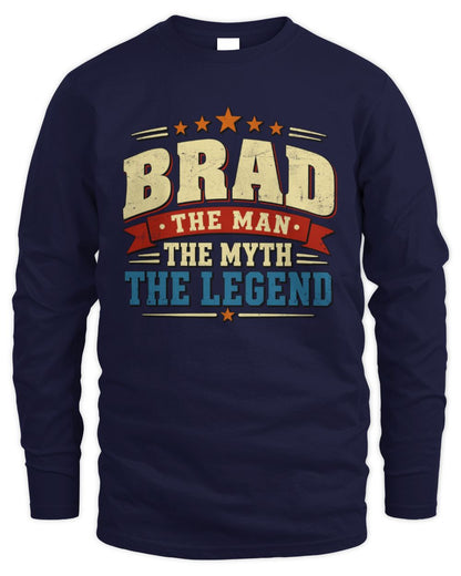 The Man The Myth The Legend Ribbon Vintage T-Shirt BRAD M1-56 / Men's Long Sleeved T-Shirt / navy