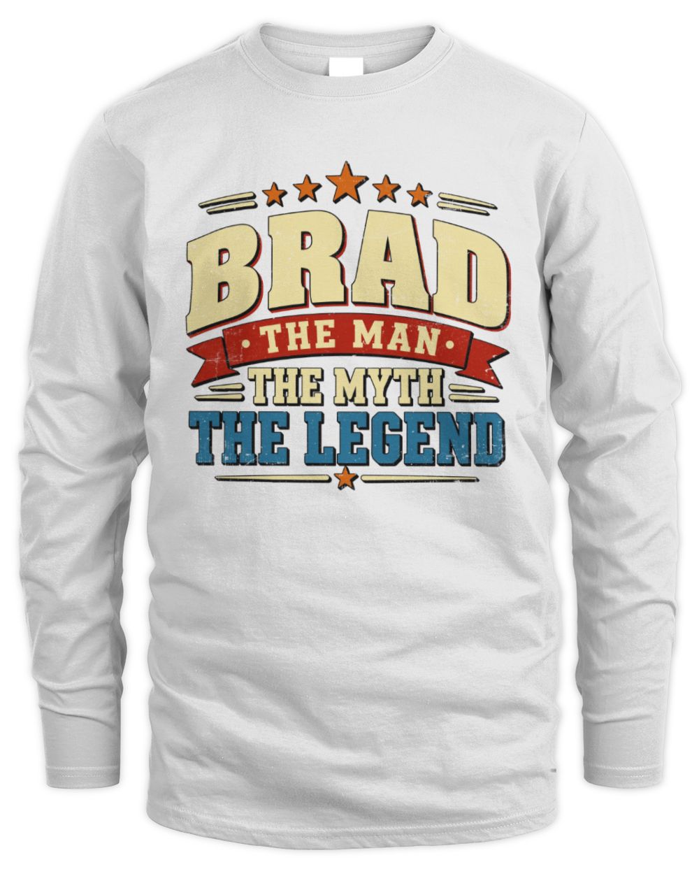 The Man The Myth The Legend Ribbon Vintage T-Shirt BRAD M1-56 / Men's Long Sleeved T-Shirt / white