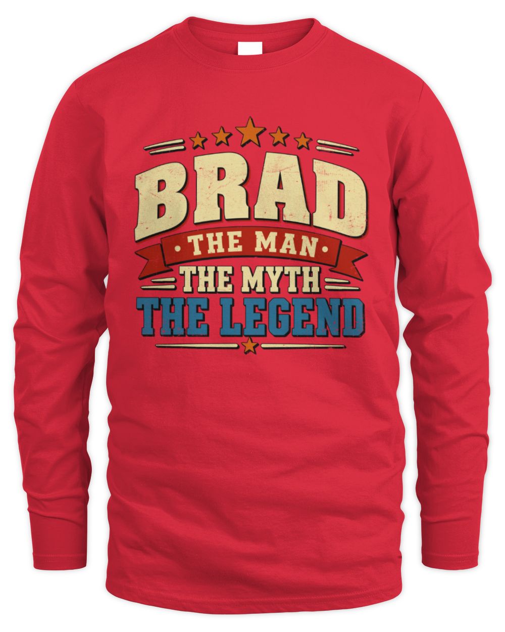The Man The Myth The Legend Ribbon Vintage T-Shirt BRAD M1-56 / Men's Long Sleeved T-Shirt / red