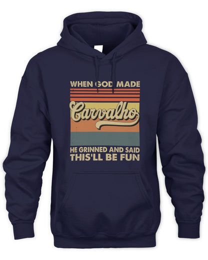 When God Made Your Name He Grinned Vintage T-Shirt CARVALHO M1-55 / Unisex Hoodie / navy