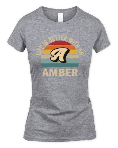 Life Is Better with Name Vintage Sun Shirt AMBER M1-50 / Women's Standard T-Shirt / sport grey