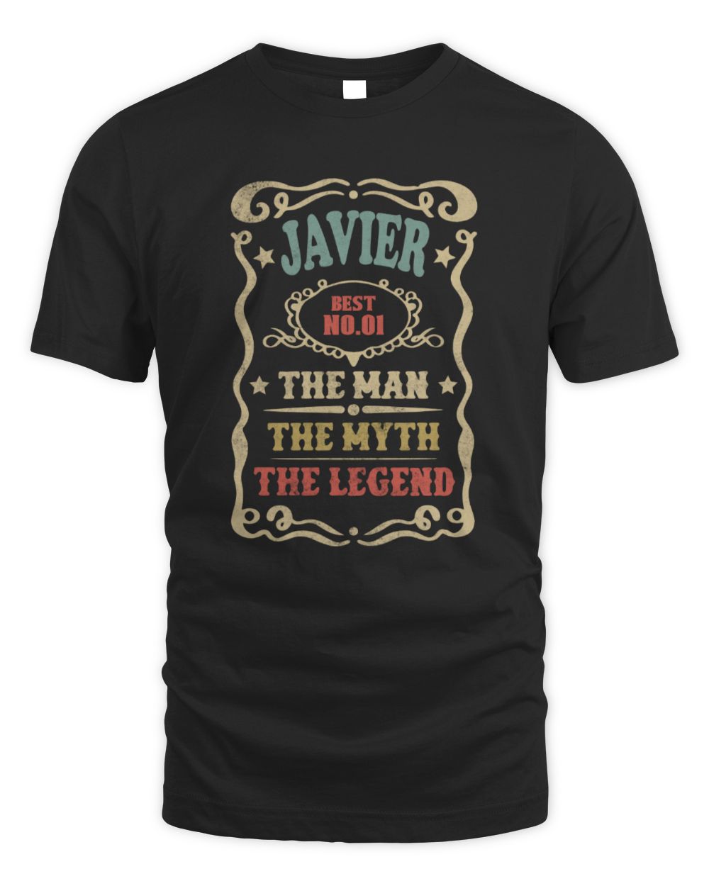 The Man The Myth The Legend Vintage Gold Wine Shirt JAVIER M1-52 / Unisex Standard T-Shirt / black