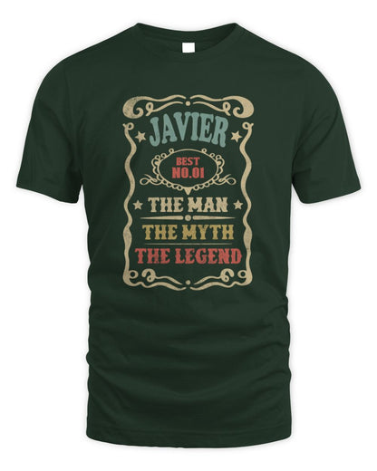 The Man The Myth The Legend Vintage Gold Wine Shirt JAVIER M1-52 / Unisex Standard T-Shirt / forest green