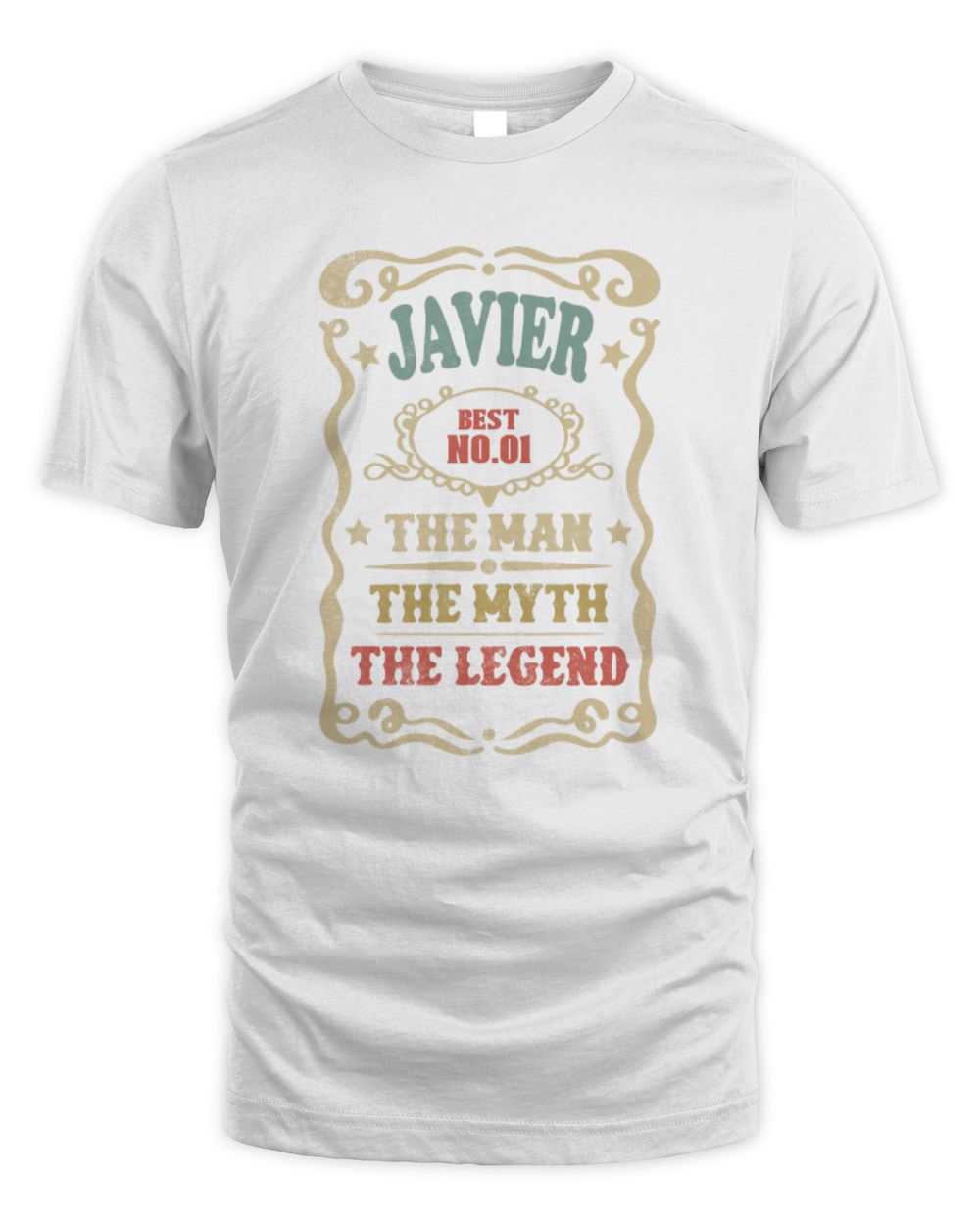 The Man The Myth The Legend Vintage Gold Wine Shirt JAVIER M1-52 / Unisex Standard T-Shirt / white