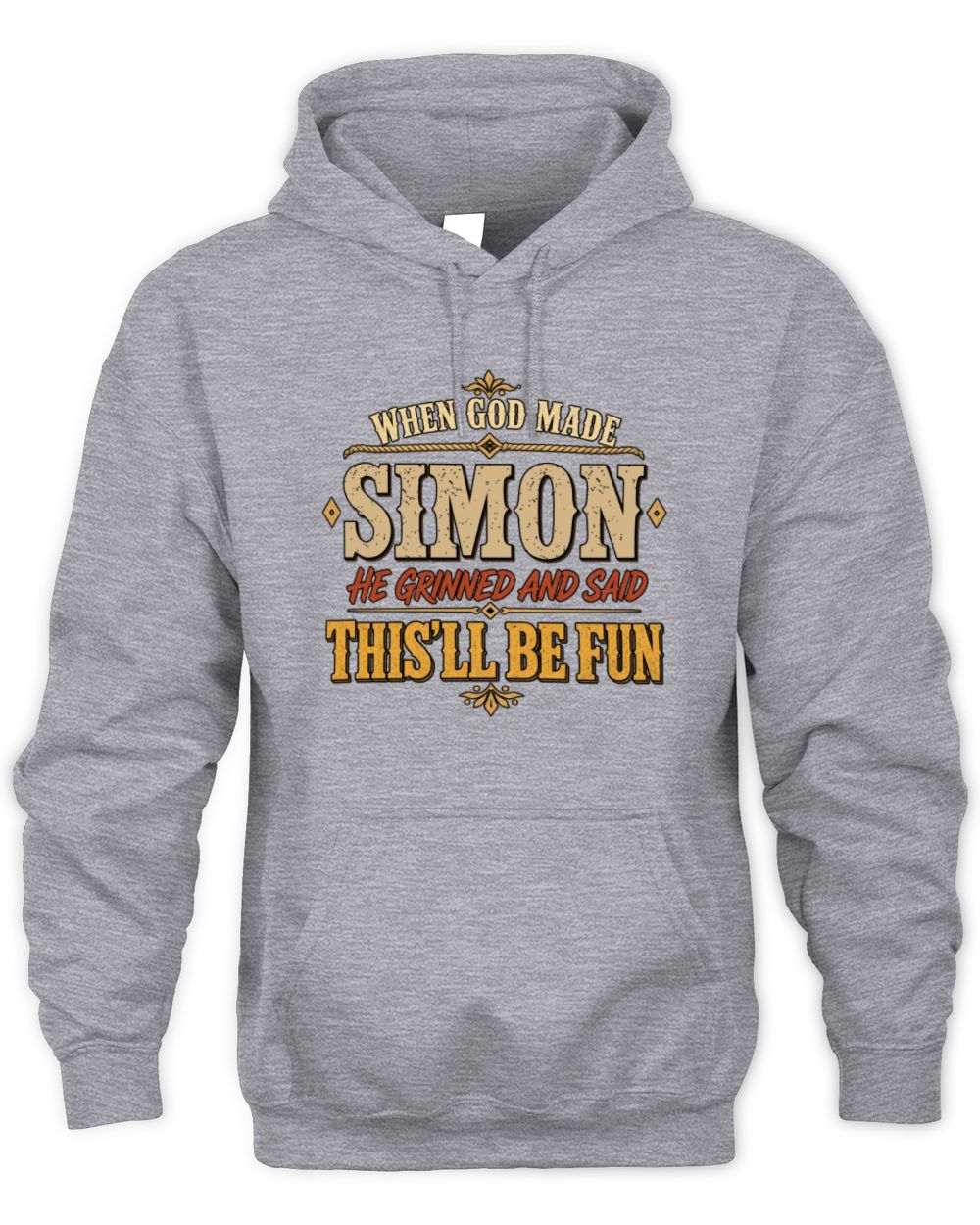 When God Made Your Name Funny Western T-Shirt SIMON M1-81 / Unisex Hoodie / sport grey