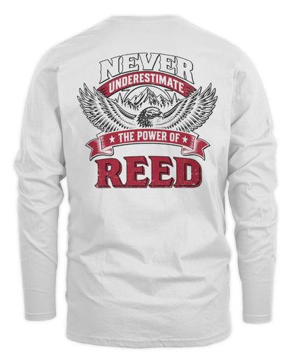 Never Underestimate Your Name Eagle Mountain Shirt REED M1-61 / Men's Long Sleeved T-Shirt / white