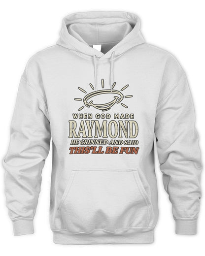 When God Made Your Name Funny Western T-Shirt T-Shirt RAYMOND M1-S82 / Unisex Hoodie / white