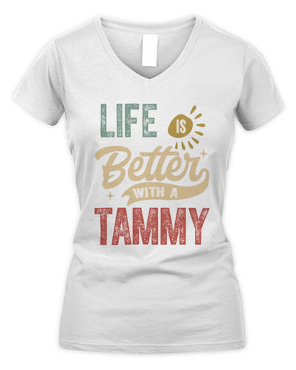 Life Is Better With a Name Personalized Retro T-Shirt TAMMY-48 / Women's V-Neck T-Shirt / white