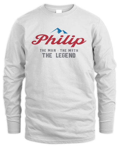 The Man The Myth The Legend Coors Light Beer T-Shirt PHILIP M1-S84 / Men's Long Sleeved T-Shirt / white