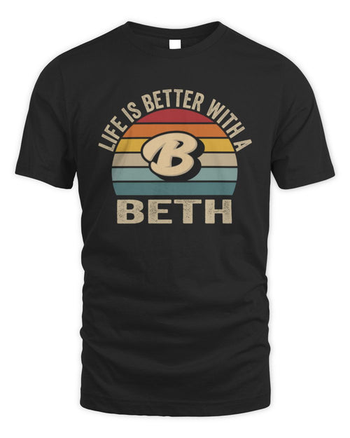 Life Is Better with Name Vintage Sun Shirt BETH M1-50 / Unisex Standard T-Shirt / black