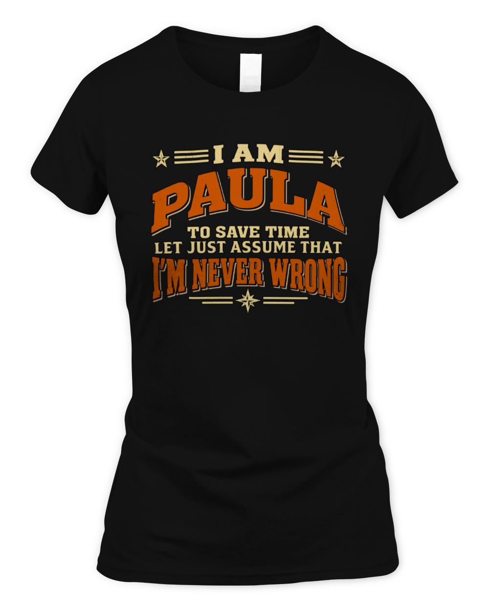 I'm Name Let's Just Assume I'm Never Wrong Retro Shirt PAULA M1-64 / Women's Standard T-Shirt / black