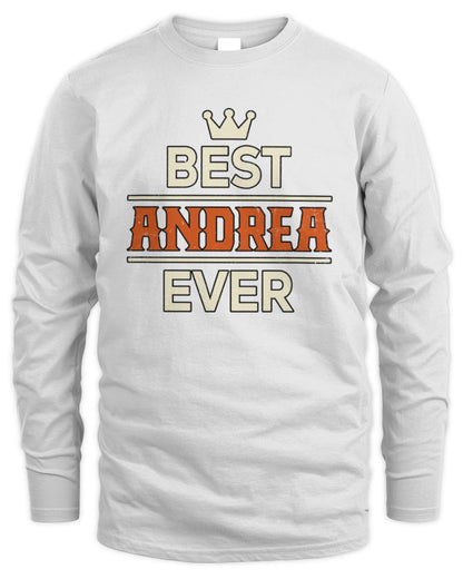 Best Your Name With Crown Shirt ANDREA M1-59 / Men's Long Sleeved T-Shirt / white