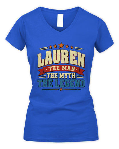 The Man The Myth The Legend Ribbon Vintage T-Shirt LAUREN M1-56 / Women's V-Neck T-Shirt / royal