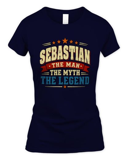 The Man The Myth The Legend Ribbon Vintage T-Shirt SEBASTIAN M1-56 / Women's Standard T-Shirt / navy