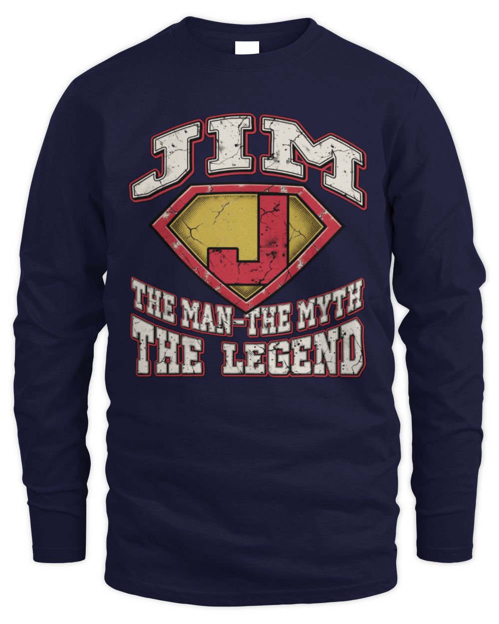 The Man The Myth The Legend Superman Graphic T-Shirt JIM M1-74 / Men's Long Sleeved T-Shirt / navy
