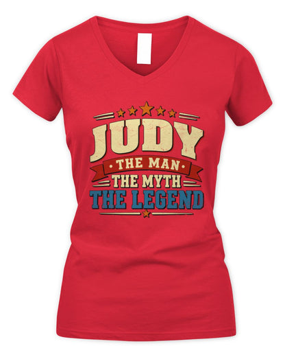 The Man The Myth The Legend Ribbon Vintage T-Shirt JUDY M1-56 / Women's V-Neck T-Shirt / red