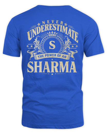 Never Underestimate Your Name Luxury Logo Shirt SHARMA M1-63 / Unisex Standard T-Shirt / royal