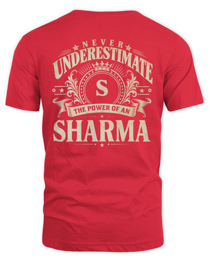 Never Underestimate Your Name Luxury Logo Shirt SHARMA M1-63 / Unisex Standard T-Shirt / red