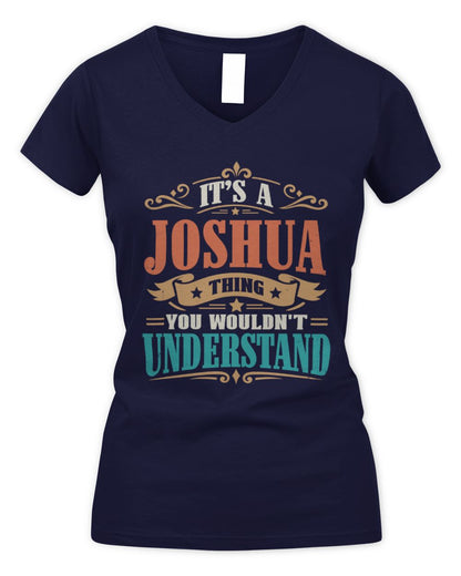 It’s a Name Thing Personalized Retro T-Shirt JOSHUA M1-47 / Women's V-Neck T-Shirt / navy