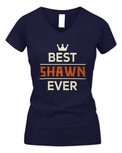 Best Your Name With Crown Shirt SHAWN M1-59 / Women's V-Neck T-Shirt / navy
