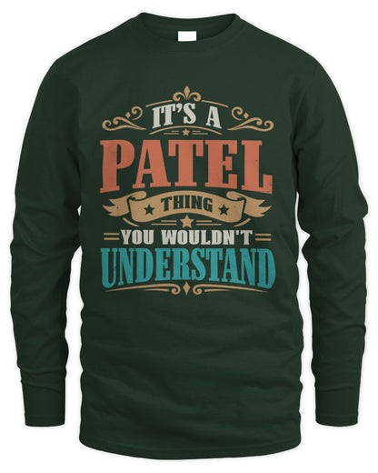 It’s a Name Thing Personalized Retro T-Shirt PATEL M1-47 / Men's Long Sleeved T-Shirt / forest green