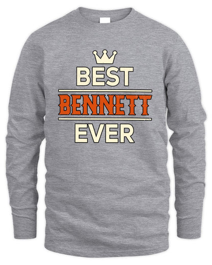 Best Your Name With Crown Shirt BENNETT M1-59 / Men's Long Sleeved T-Shirt / sport grey