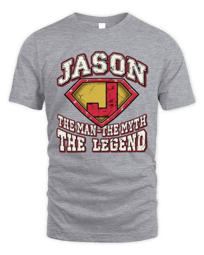 The Man The Myth The Legend Superman Graphic T-Shirt JASON M1-74 / Unisex Standard T-Shirt / sport grey