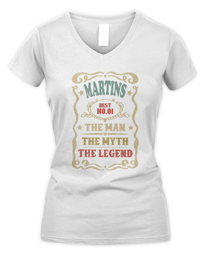 The Man The Myth The Legend Vintage Gold Wine Shirt MARTINS M1-52 / Women's V-Neck T-Shirt / white