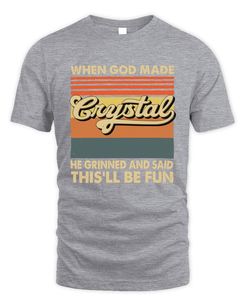 When God Made Your Name He Grinned Vintage T-Shirt CRYSTAL M1-55 / Unisex Standard T-Shirt / sport grey