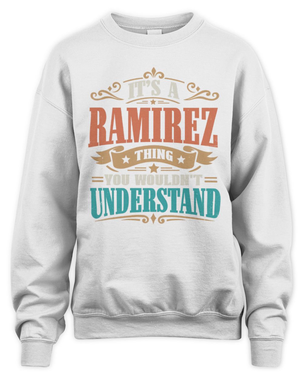 It’s a Name Thing Personalized Retro T-Shirt RAMIREZ M1-47 / Unisex Sweatshirt / white