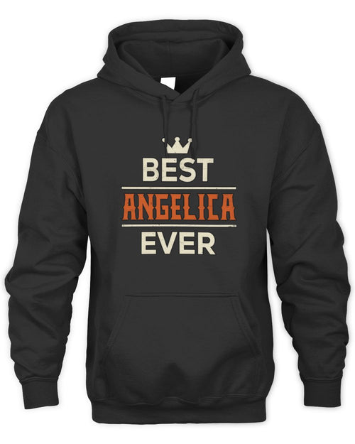 Best Your Name With Crown Shirt ANGELICA M1-59 / Unisex Hoodie / black