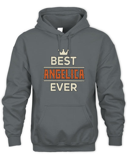 Best Your Name With Crown Shirt ANGELICA M1-59 / Unisex Hoodie / charcoal