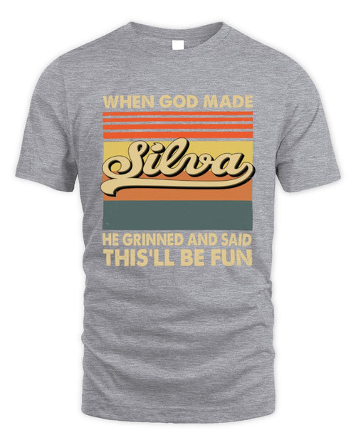 When God Made Your Name He Grinned Vintage T-Shirt SILVA M1-55 / Unisex Standard T-Shirt / sport grey