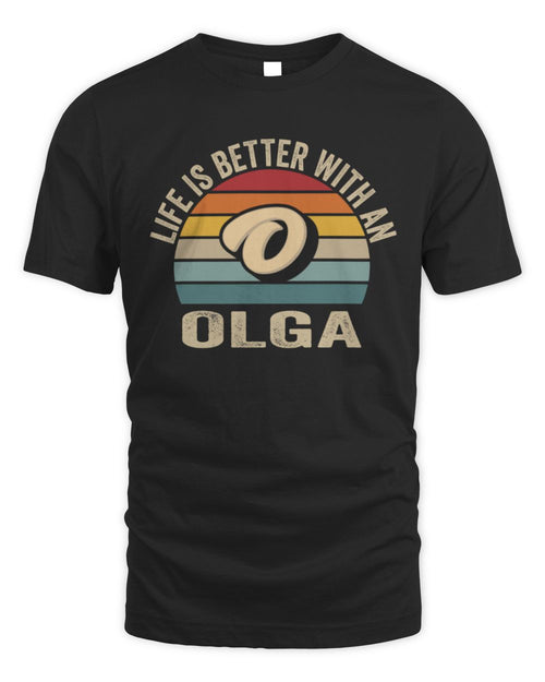 Life Is Better with Name Vintage Sun Shirt OLGA M1-50 / Unisex Standard T-Shirt / black